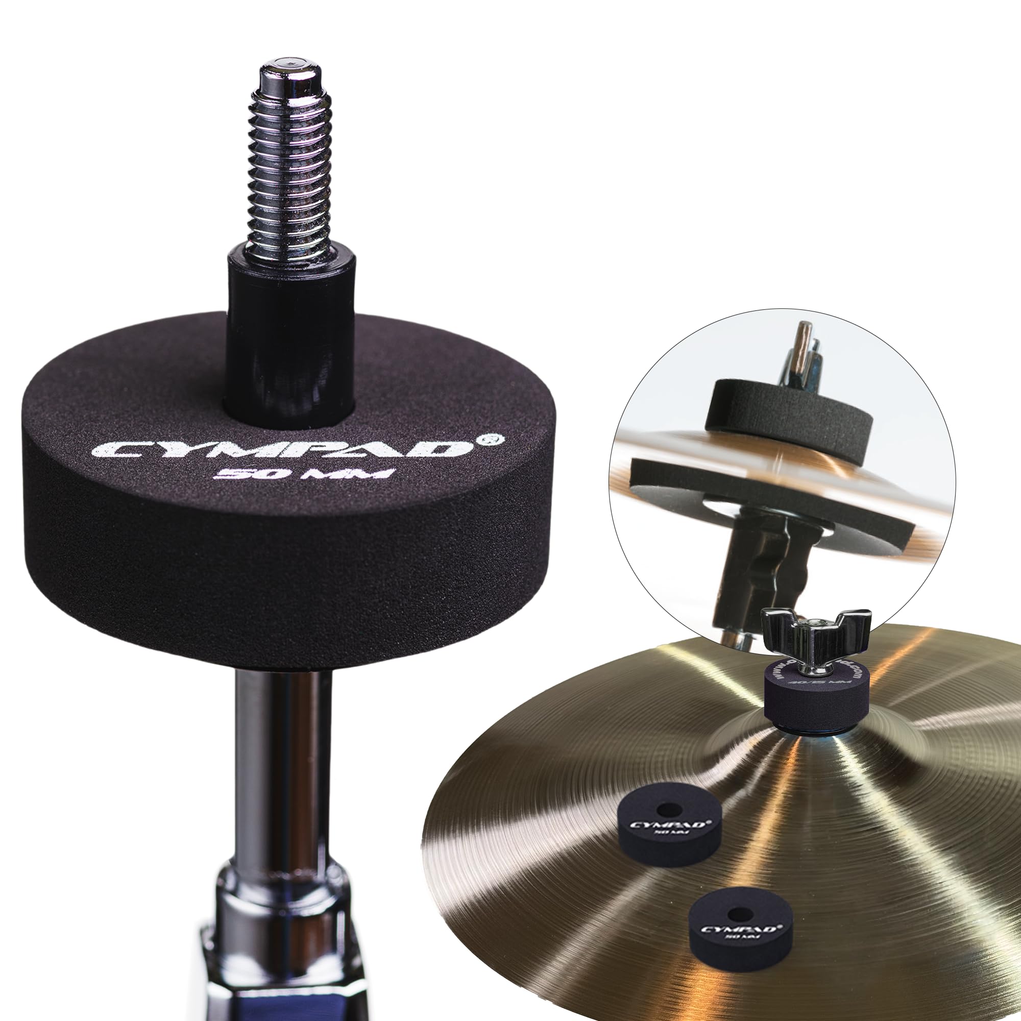 Cympad Moderatore – Set of 2 cushions of 50 mm for cymbals – Reduces sustain and overtones – Foam washers for sound control in the studio, rehearsals, and live performances