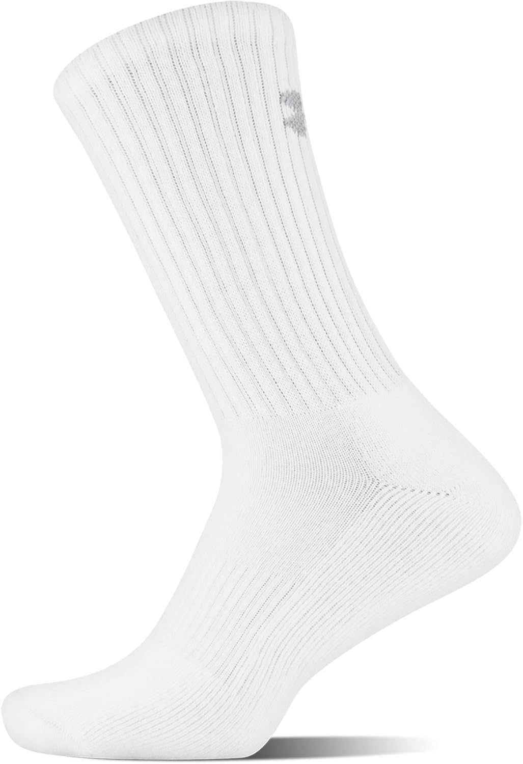 Under Armour Adult Charged Cotton 2.0 Crew Socks, 6-Pairs, White/Gray, Shoe Size: Mens 8-12, Womens 9-12: Clothing