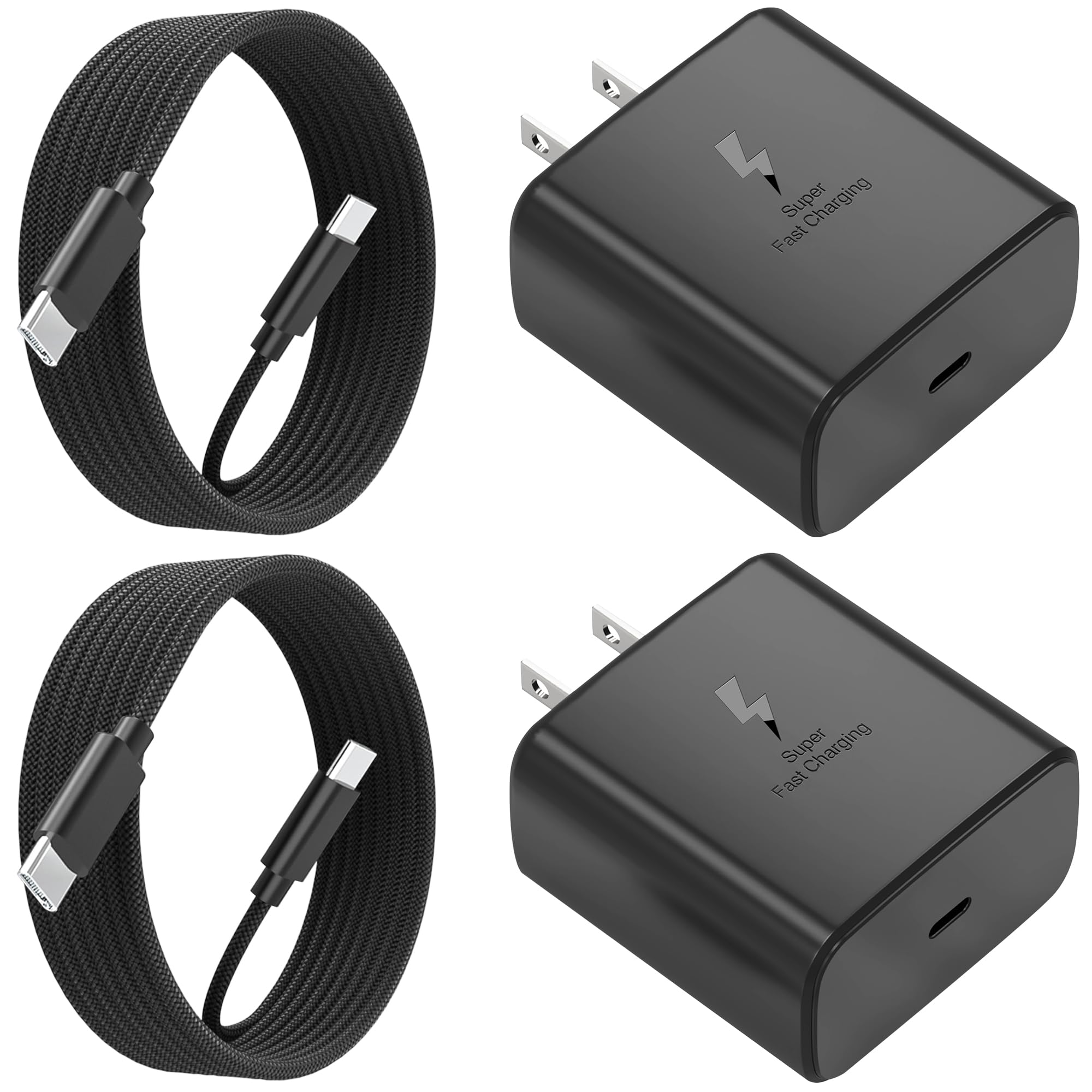 Photo 1 of [2 Pack] 45W Super Fast Charger Type C USB-CAndroid Phone Fast Charging Replacement for Galaxy S25/S25 Ultra/S25+/S24 Ultra/S24/S24+/S23 Ultra/S23/S22/S20/S21/Note 10,Galaxy Tab, 10ft C Cable