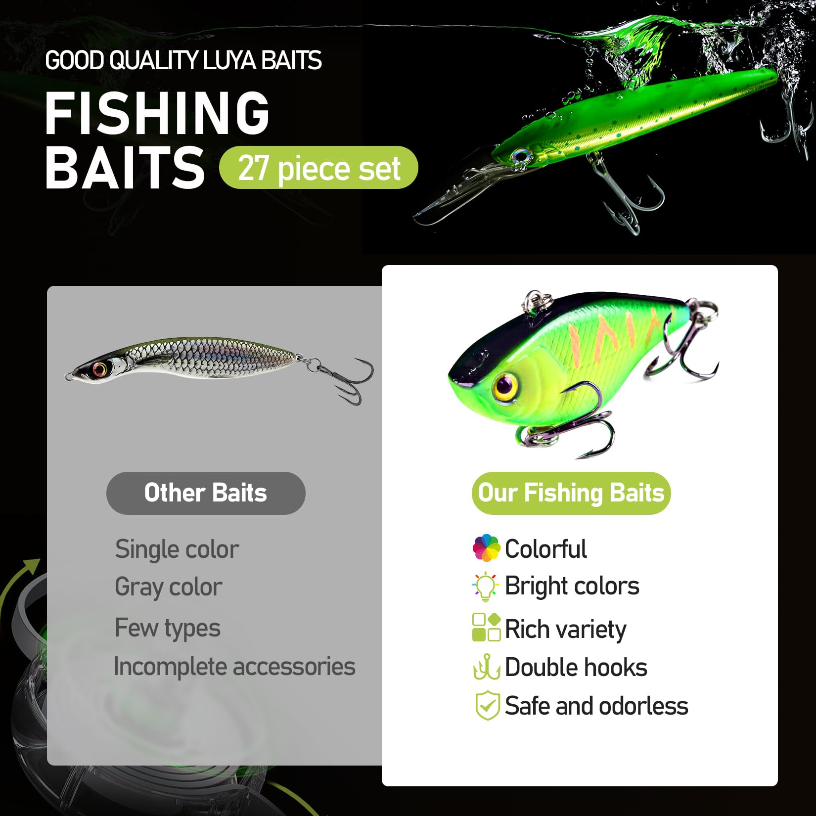 Telescopic Fishing Rod and Reel Combos, 2PCS 5.9FT Carbon Fiber Fishing Pole Kits with Spinning Reels, Collapsible Travel Fishing Rod Line Lures Set with Carrier Bag for Freshwater Saltwater Fishing