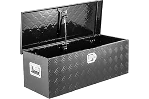 KING CHAO FOO 36" Lx15 Wx15 H Heavy Duty Aluminum Truck Bed Tool Box,Diamond Plate ToolBox with Sliding Shelf and Lock Keys,Storage Organizer,Chest Box for Pick Up Truck RV Trailer