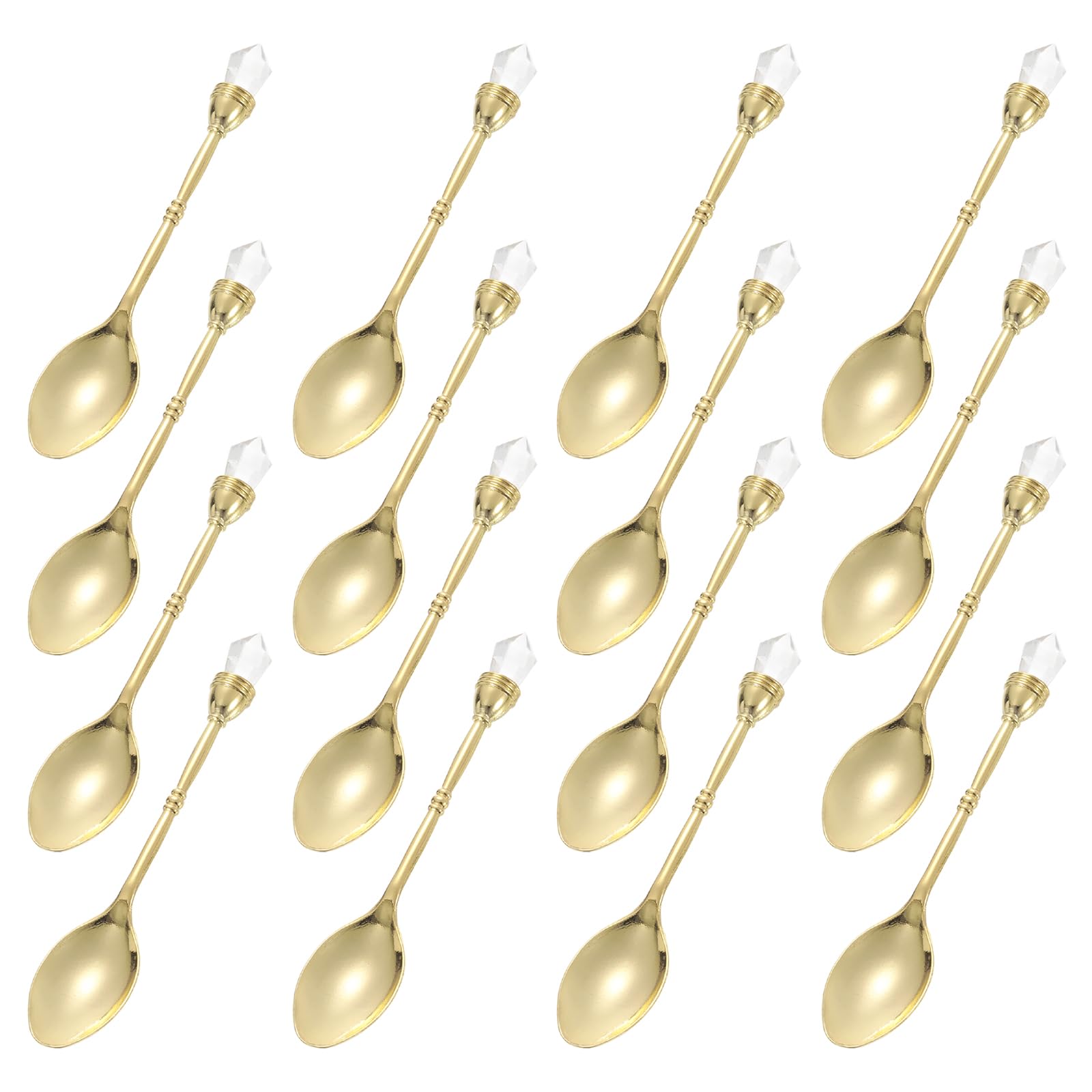 Photo 1 of uxcell 16 Pcs Retro Spoons, 4.1 Inch Crystal Alloy Coffee Spoons,Vintage Carved Tea Spoon Dessert Spoon Ice Cream Spoons for Stirring Mixing Gold
