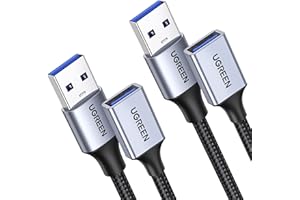 UGREEN 2 Pack USB Extension Cable, (3 FT+ 3 FT) USB Extender USB 3.0 Extension Cable Nylon Braided Compatible with Webcam, Camera, Phone, USB hub, Mouse, Keyboard, Printer, Hard Drive, Headset