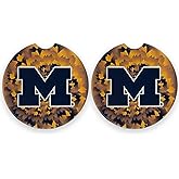 University of Michigan Wolverines Set of 2 Car Coasters by Magnolia Lane - Removable Absorbent Ceramic Stone Coasters - Ideal Gift for Students, Alumni and Everyday Fan - Show