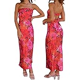 Women's Sexy Satin Tube Maxi Dress Elegant Silk Strapless Open Back Party Cocktail Wedding Guest Formal Long Dresses