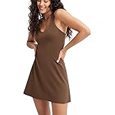 ODODOS Women's Cloud Feeling Racerback Tennis Dress with Separate Shorts and Built in Bra Mini Tank Dress