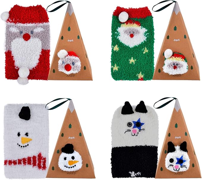 Babbo Natale 3d Con Elastici.Fascigirl Calzini Di Natale 4 Coppia Eta Donne Di Natale Carino Modello Morbido Elastico Della Novita Crew Xmas Socks Amazon It Abbigliamento