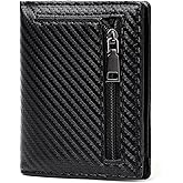 GAEKEAO Mens Wallet Slim Bifold RFID Blocking Thin Credit Card Holder Genuine Leather Minimalist Wallets for Men with Zipper Coin Pocket