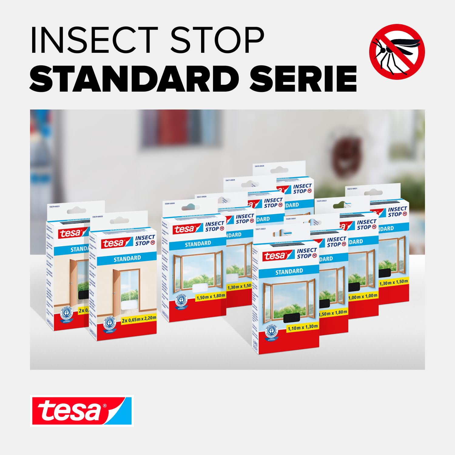 tesa Insect Stop Standard Fliegengitter für Fenster - Insektenschutz zuschneidbar - Mückenschutz ohne Bohren - 1 x Fliegen Netz - 130 cm x 150 cm - Anthrazit 7