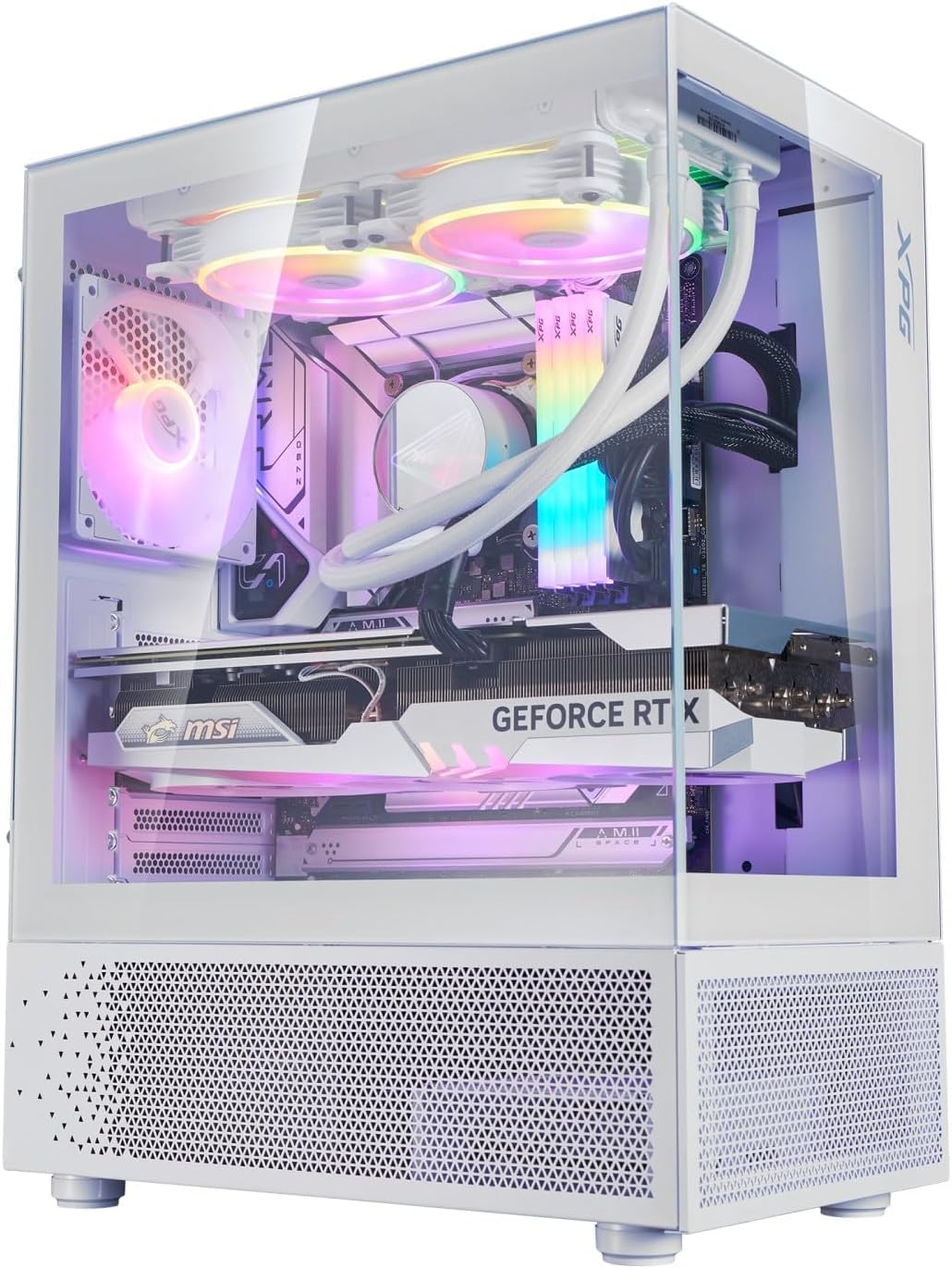 XPG Invader X Mini White ATX Mid Tower PC Case with 5 X ARGB Fans, VGA Support Up to 330mm, CPU Cooler Support Up to 166mm - INVADERXMINIMT-WHCWW 7