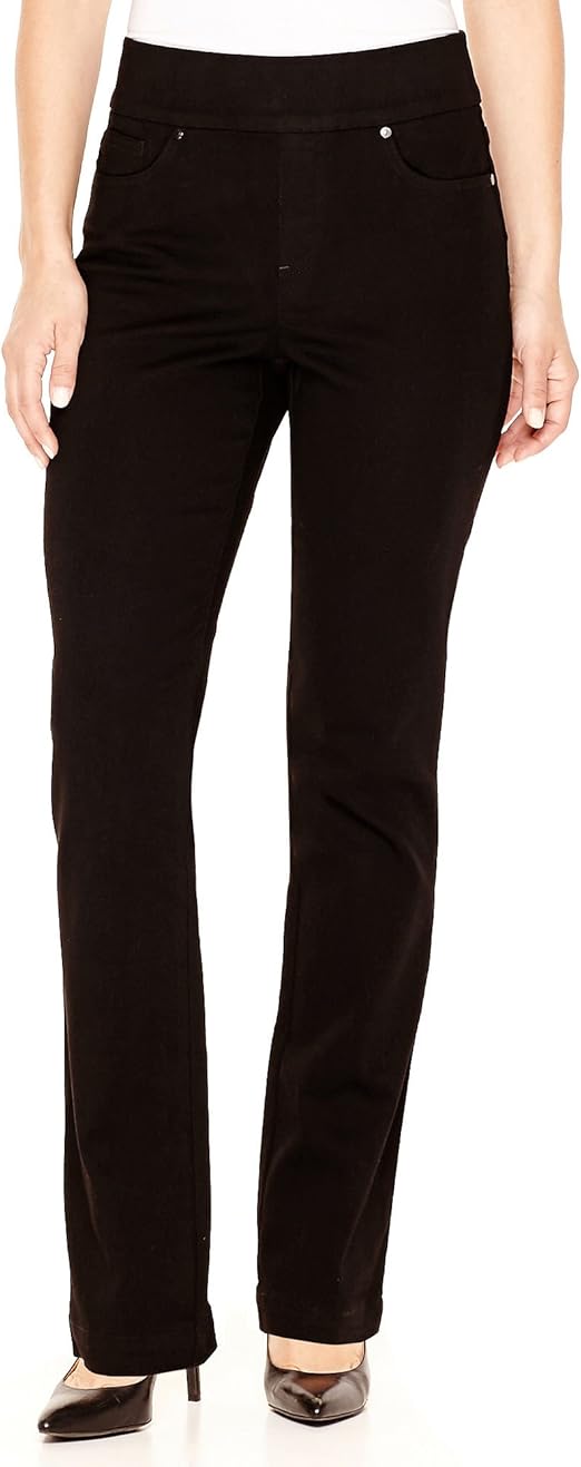 Gloria Vanderbilt Women's Avery Pull On Stretch Jean, Black Rinse, 14