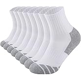 COOPLUS Mens Cushioned Ankle Socks Athletic Performance Quarter Socks Moisture Wicking Running Socks(8 Pairs)