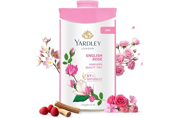 Yardley London ENGLISH ROSE Perfumed Deodorizing Talc Talcum Powder 100gm