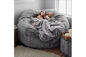 GYTGWE 𝗕𝗲𝗮𝗻 𝗕𝗮𝗴 𝗖𝗵𝗮𝗶𝗿𝘀 for Adults Covers 7FT (No Filler) Huge Large Fluffy Bean Bag Adult Sitting Chairs 2 Seater or 4 Seater for Living Room and Gaming Bean Bag Soft Chairs Light Grey