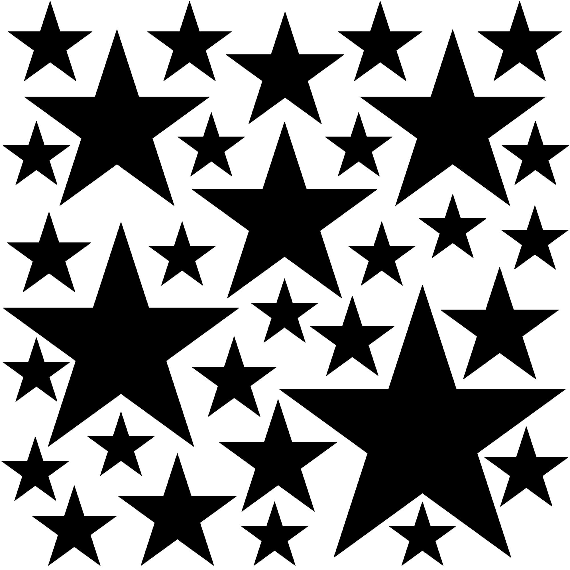 PREMYO Set of 32 Star Wall Stickers Kids - Nursery Decor Easy to Apply - Decals for Bedrooms for Girls Boys Black