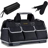 FASTECH 20-inch Wide Mouth Tool Bag with Water Proof Molded Base, Waterproof Tool Organizer Bag for Men with Adjustable Shoulder Strap (Grey-20INCH)