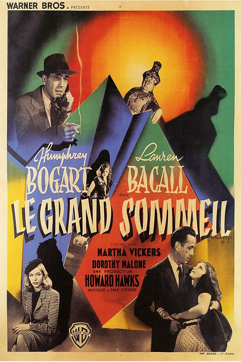 American Gift Services - Le Grand Sommeil The Big Sleep Humphrey Bogart Lauren Bacall Vintage Movie Poster - 24x36