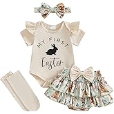 Kuriozud My First Thanksgiving Outfit Baby Girl Turkey Romper Bodysuit+Ruffle Tutu Shorts Bloomer 1st Thanksgiving Clothes