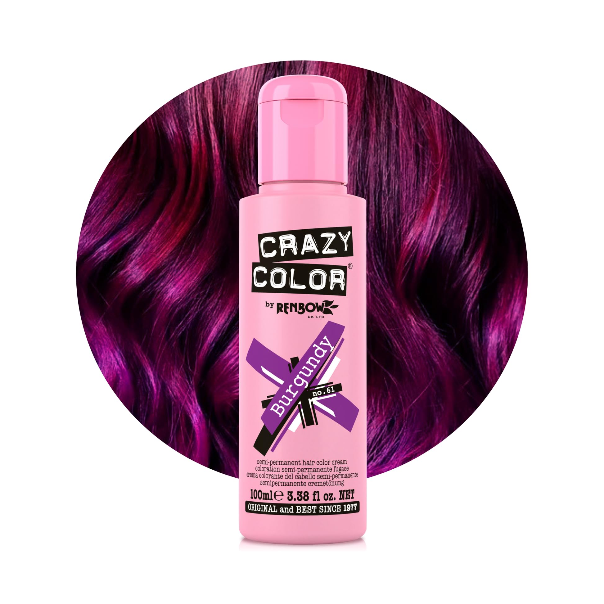 Renbow Crazy Color Semi Permanent Hair Color Cream Burgundy No.61 100ml — image 1