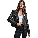 Olivia Miller Womens Faux Leather Zip Up Moto Biker Jacket