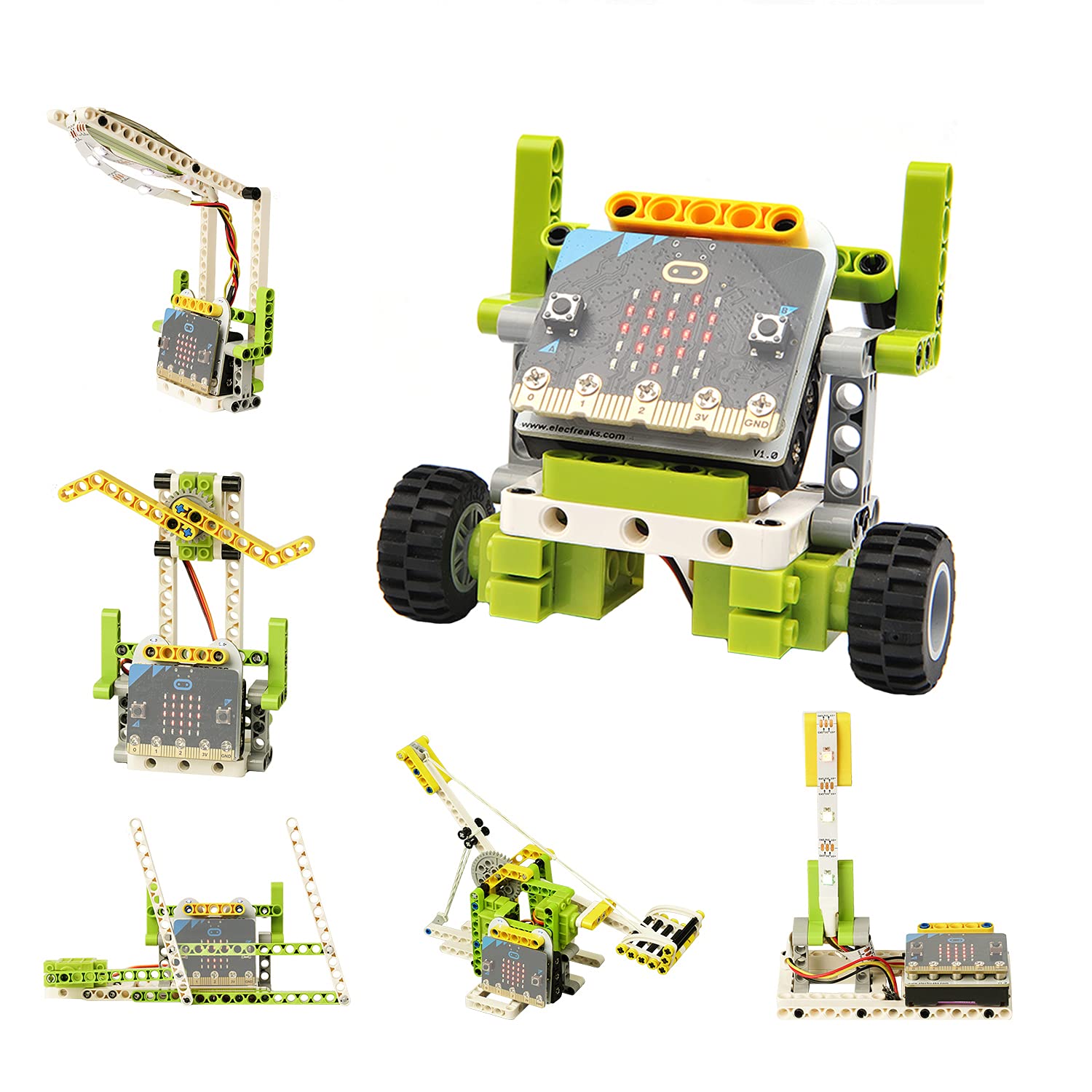 ELECFREAKS microbit Ring:bit 6-in-1 Starter Kit, Programmable Makecode Coding Learning Kit with 200+ Building Blocks(Without Micro:bit)