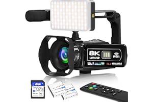 VETEK Video Camera 8k Camcorder 48MP UHD WiFi IR Night Vision Vlogging Camera for YouTube, 18X Digital Zoom 3.0“ LCD Screen Digital Camera with Microphone, 32G SD Card