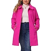 Agnes Orinda Plus Size Winter Coats for Women Peter Pan Collar Single Breasted with Pockets Trench Peacoats Long Coat
