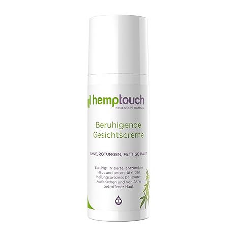 Hemptouch - biologische, beruhigende Hanf-Gesichtscreme, ausgleichende Formel für zu Akne oder Unreinheiten neigende fettige 