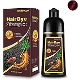 Hair Dye Shampoo 3-in-1, Instant Natural Hair Color Shampoo for Women Men 100% Gray Hair Coverage Champu Para Canas Mujer Dark Wine Red, Lasting 3-4 Weeks & Easy to Use & All Hair Types, 500ml