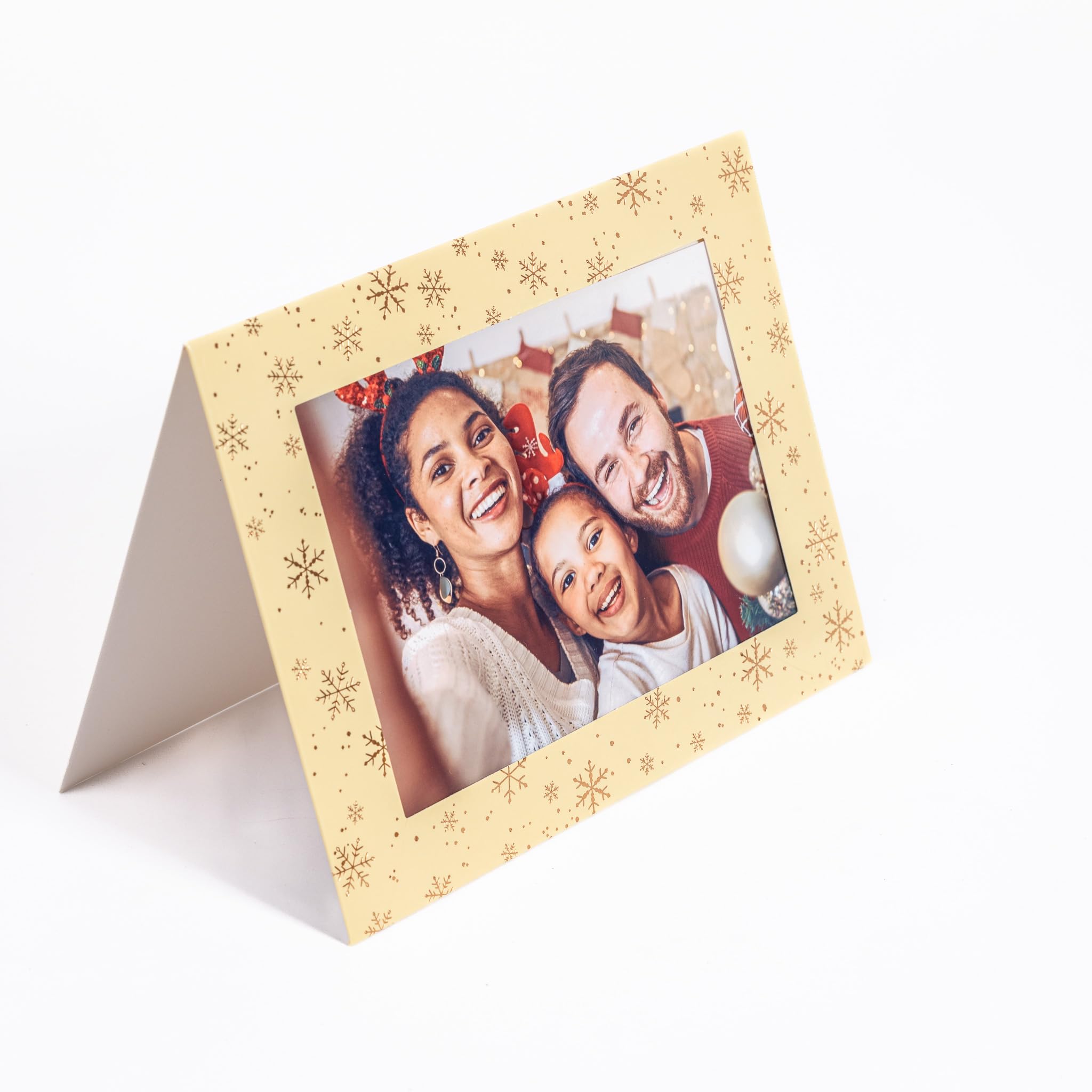evelay 12 x Christmas Photo Frame Cards & Envelopes Fits 4x6 Insert Personalised any Family Picture (12 Cream Rose)