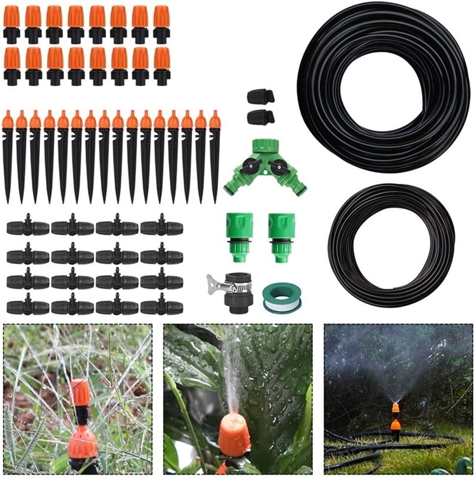 MINGMIN-DZ Dauerhaft 10m X2 9 / 12mm 4 / 7mm Wasserschlauch 2-Kopf DIY Tropfbewässerungs Kit Einstellbare Düsen Gartenbewässerungssystem Gewächshäuser Sprinkler