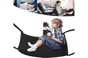 WEIGUZC Airplane Seat Extender for Kids, Airplane Foot Rest for Kids, Kids Bed Airplane for Children to Lie Down on Plane, Maximum 55lb/25 kg Weight Capacity, Lightweight & Safe - Black