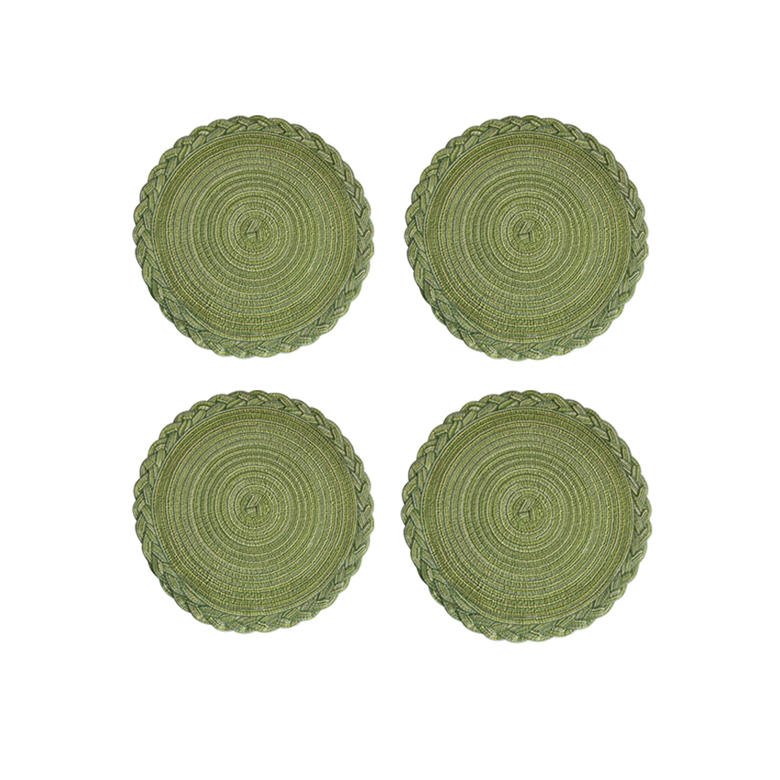 Soulnioi Cotton Place Mats Woven Round Table Placemats 38cm Heat Resistant Washable Table Mats for Kitchen, Dining Table, Set of 4 - Khaki