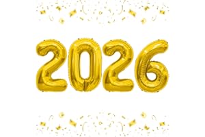 LIBEMSKIX 2026 Balloons, 40 Inch 2026 Number Balloons Gold 2026 Balloon Large Foil New Year Balloon Numbers 2026 Mylar Baloons for Birthday Christmas Graduation New Years Eve Party Supplies Decorations