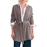 Astylish Womens Open Front Long Sleeve Belted Knit Cardigan Sweaters Trendy 2025 Outwear Coats with Pockets