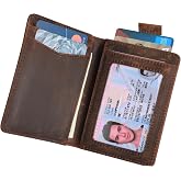 Mens Slim Minimalist Leather Wallet, Thin Bifold Credit Card Wallet for Men | Holds 8-10 Cards, Genuine Full Grain Leather, RFID Blocking Card Holder, Front Pocket Wallet, Business Card Case