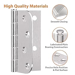 AmzGod 24 Pack Brushed Nickel Door Hinges, 4 Inch