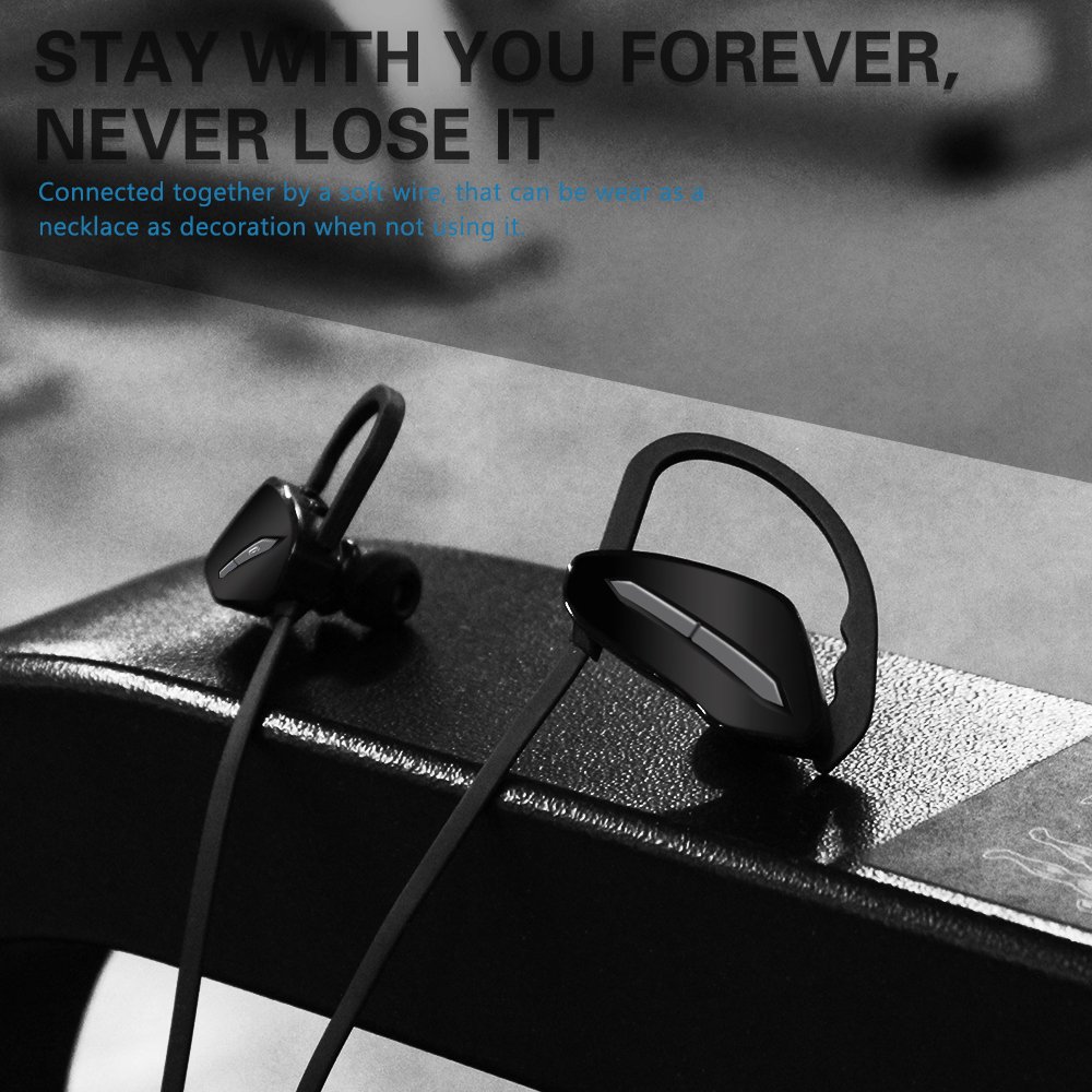 TINGGAOLI Bluetooth Headphones Wireless Sports Earphones Sweat-proof In-Ear Wireless 4.1 Headphones with Microphone and Noise Cancellation for Running Fitness Outdoor Sports