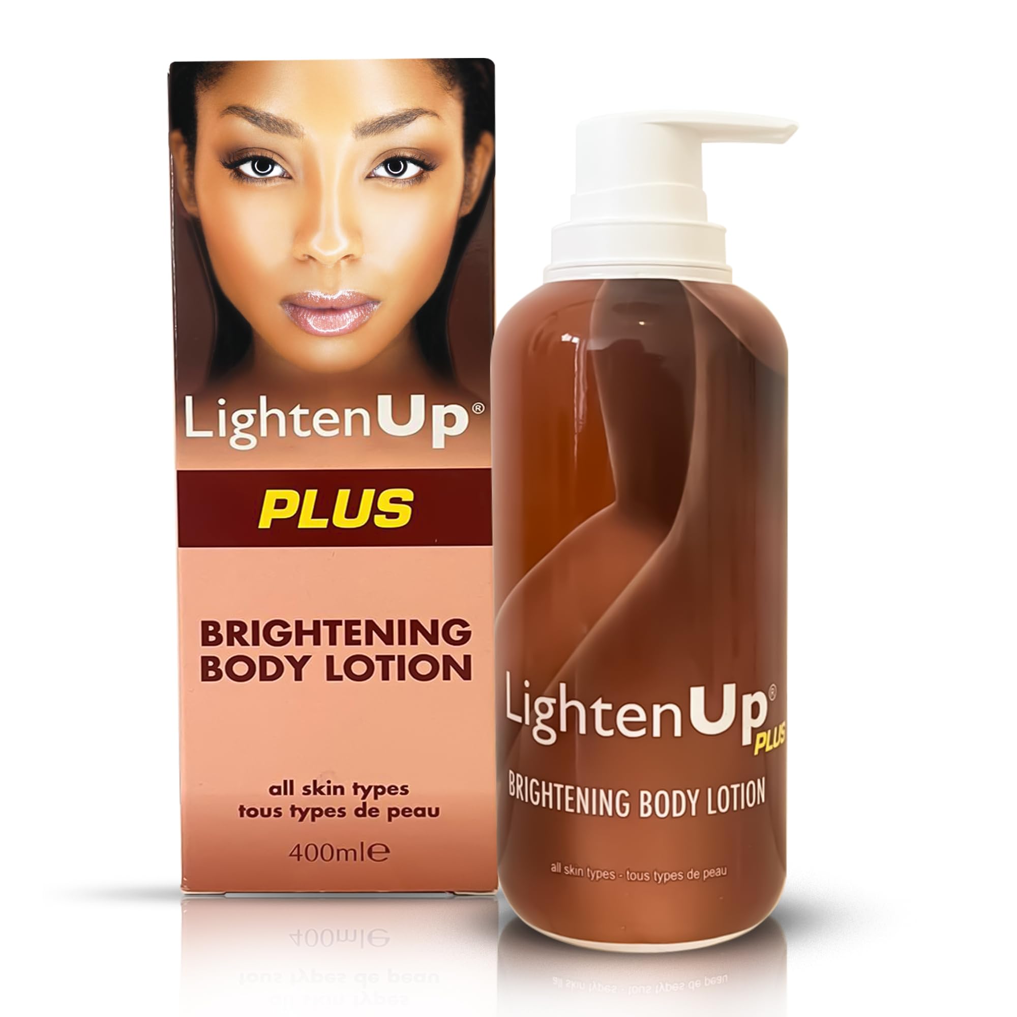 LightenUp Skin Brightening Lotion - 13.5oz / 400ml - Fade Dark Spots on Body, Knees, Elbows - with Jamaican Castor Oil & Shea Butter