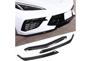 FGTAGTAL Front Bumper Lip Splitter Replacement Kit Compatible with Chevrolet Corvette C8 2020-2025, ABS Front Bumper Lip Chin Spoiler Decoration Accessories, 3PCS (Bright Black)