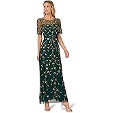 Adrianna Papell Womens Bead Mesh Long Dress