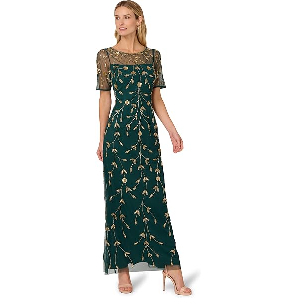 Amazon.com: Adrianna Papell Women's Beaded Mesh Illusion Dress, Gem Green,  12 : Clothing, Shoes & Jewelry
