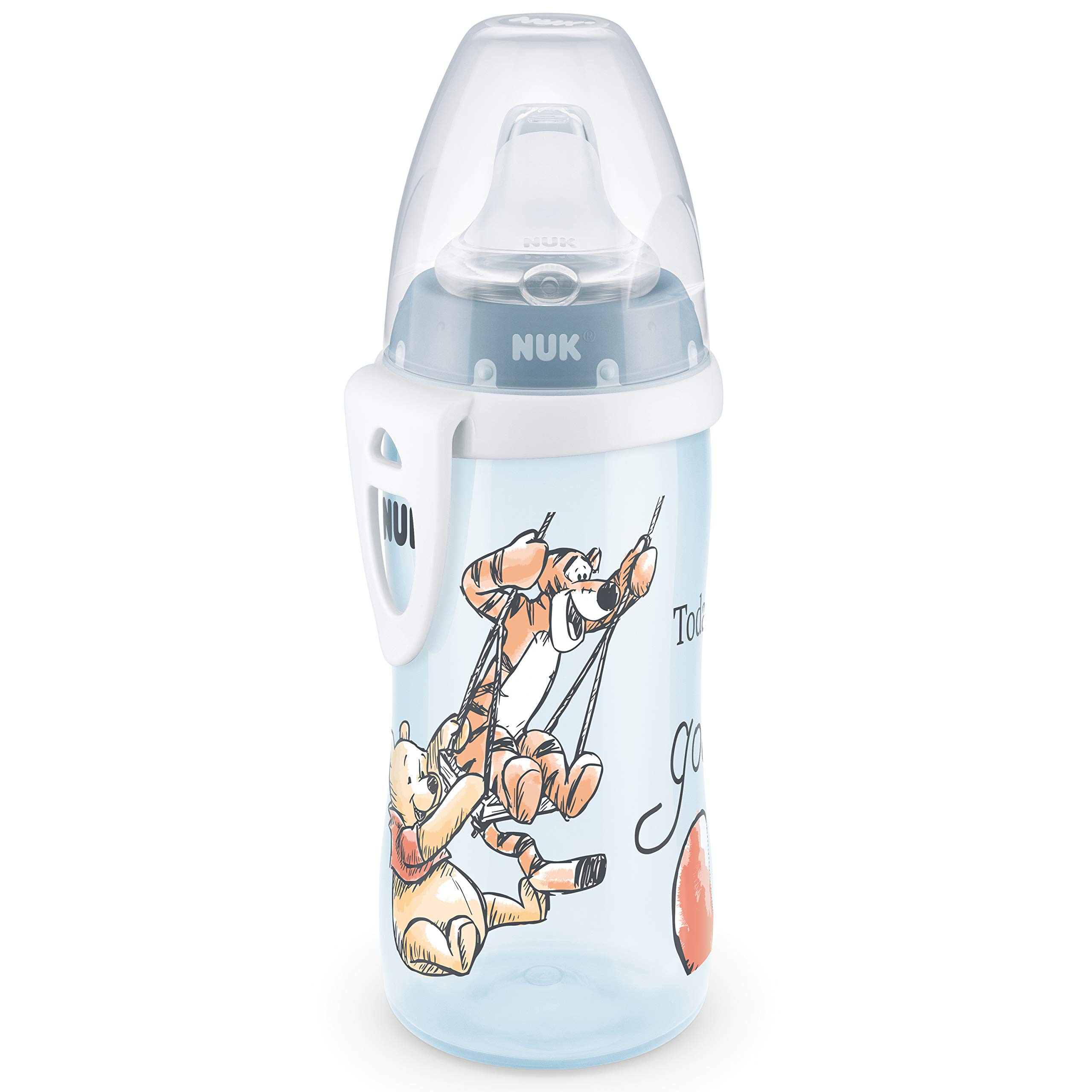NUK Active Cup Toddler Cup | 12+ Months | Leak-Proof Soft Drinking Spout | Clip & Protective Cap | BPA-Free | 300 ml | Disney Winnie the Pooh | Beige