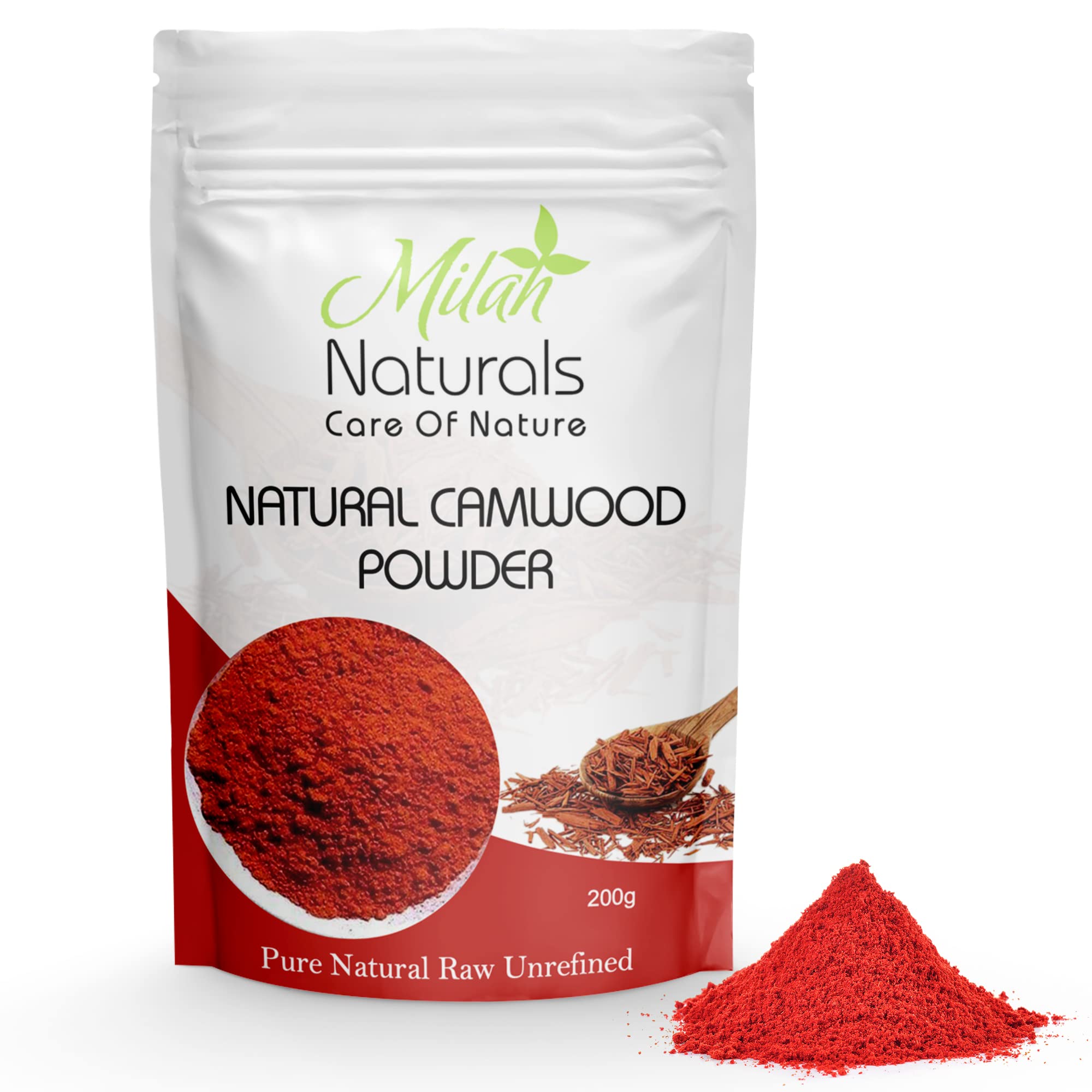 Milah Naturals 100% Unrefined and Natural Red Camwood Powder (Osun)| African sandalwood powder | Use for skin soothing, Face Pack, Face Mask, Auspicious Occasions |200g
