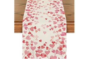 Artoid Mode Pink Love Valentine's Table Runner, Anniversary Wedding Kitchen Dining Table Decoration for Home Party Decor 13x72 Inch