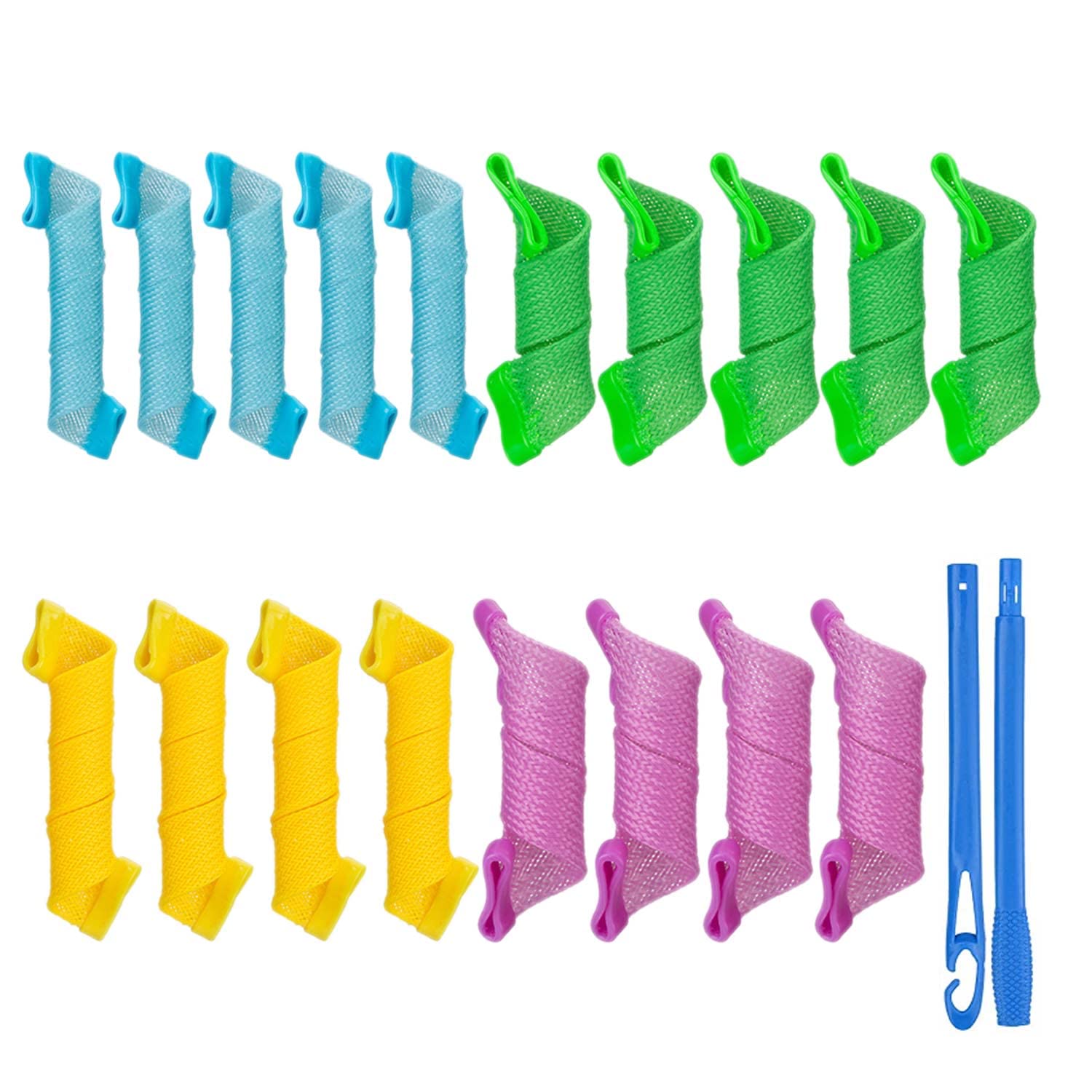 Heatless Curls，Magic Spiral Hair Curlers Set No Heat Hair Rollers Heatless for Long/Short Hair Wave Hair curling tools Perm Kit，DIY Hairstyle Tools for Women Girls, Hair Accessories(18 Pack)