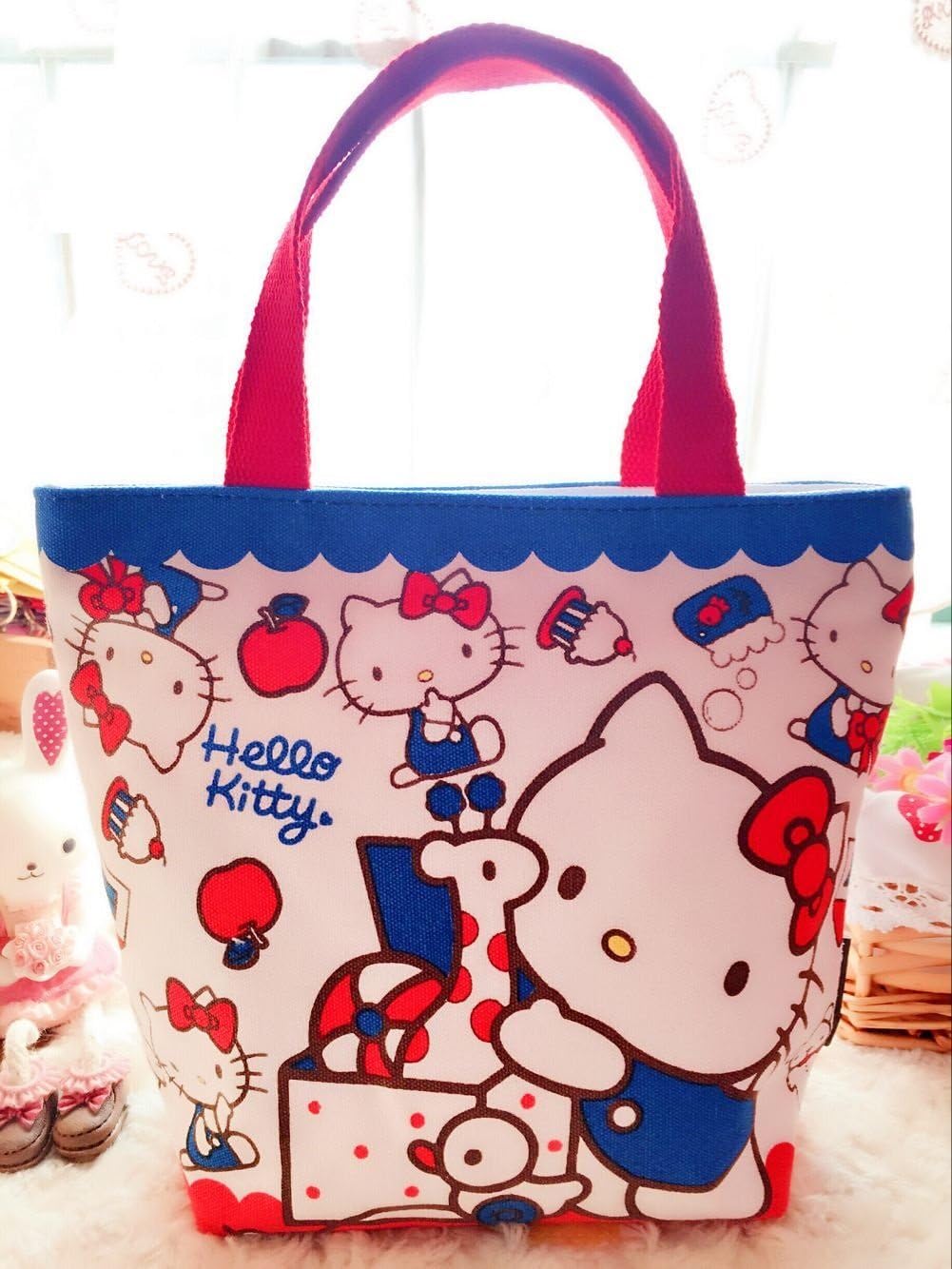 CJB Sanrio Hello Kitty Lovely Multipurpose Lunch Bag (Blue Red)