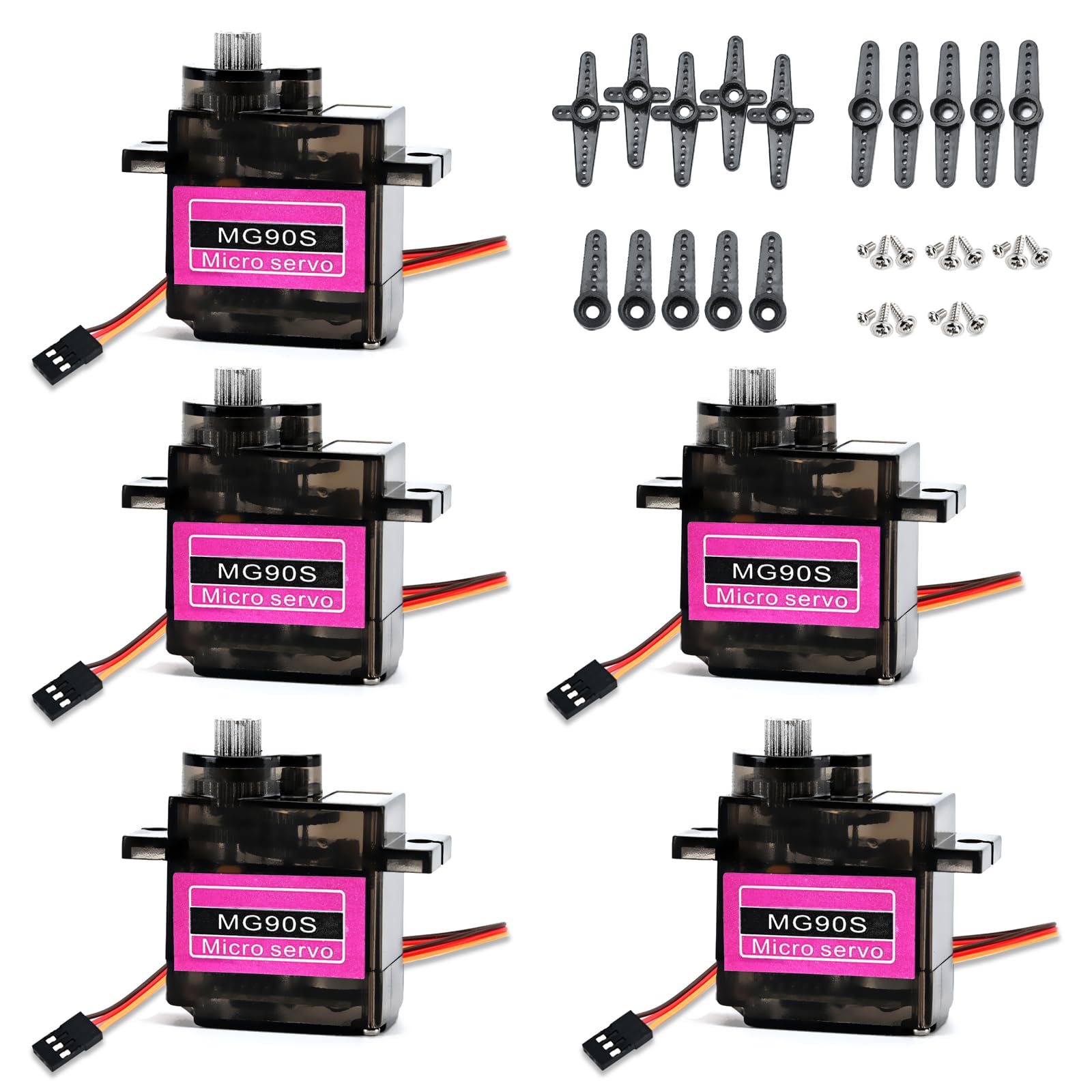 Podazz 5pcs 9G Micro Servo, Metal Gear Servo Motor Kit for RC Car Robot Helicopter
