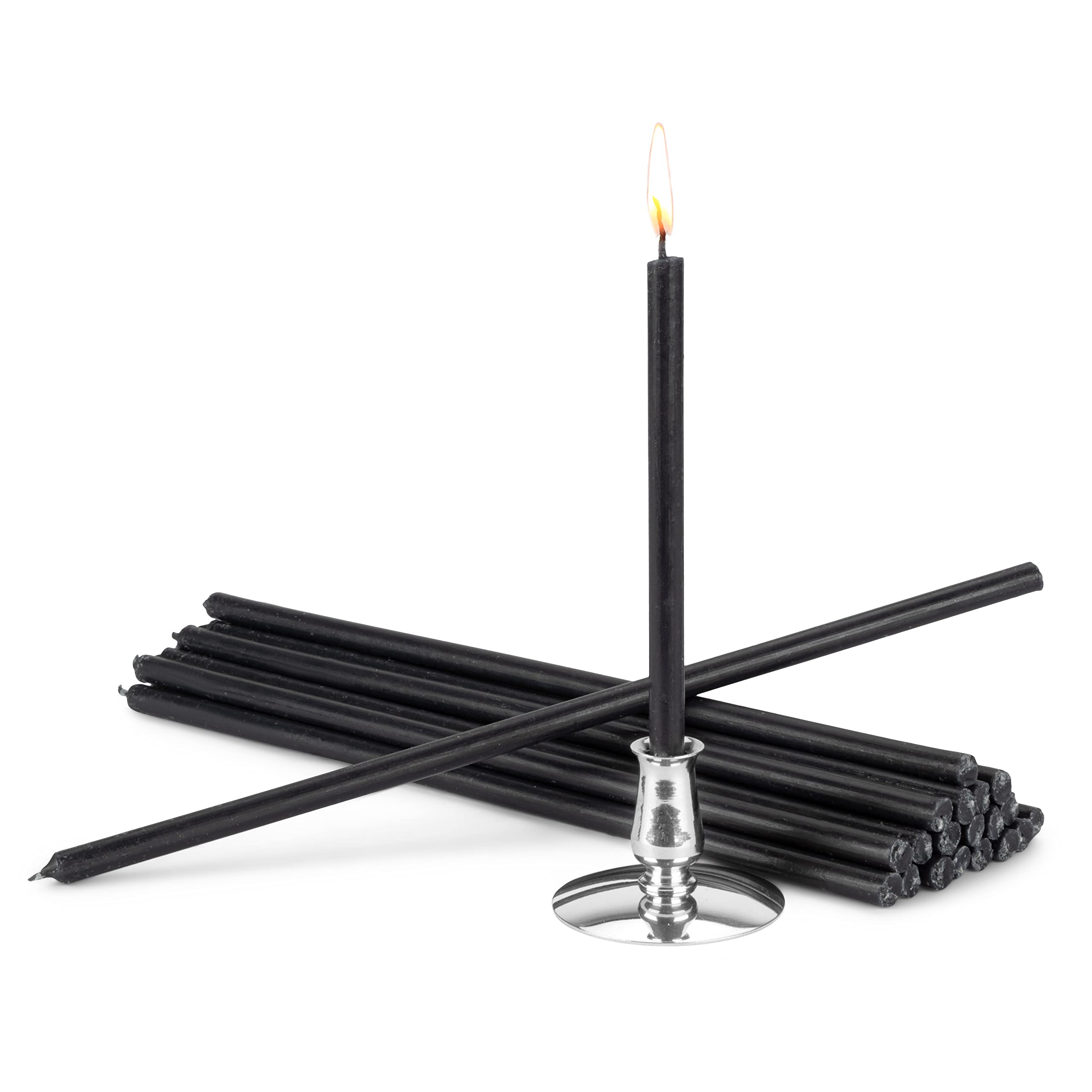 NKlaus - Candle Holder + Ritual Candles Black drip-Free L 24cm Premium Paraffin Wax 40062