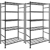 Sakugi Storage Racks - 2 Pack, 5-Tier Freestanding Steel Shelving Units with Reinforced Frame, Adjustable Garage Organization Shelves for Warehouse, Basement, Workshop, 33.5" x 12.6" x 72", Black